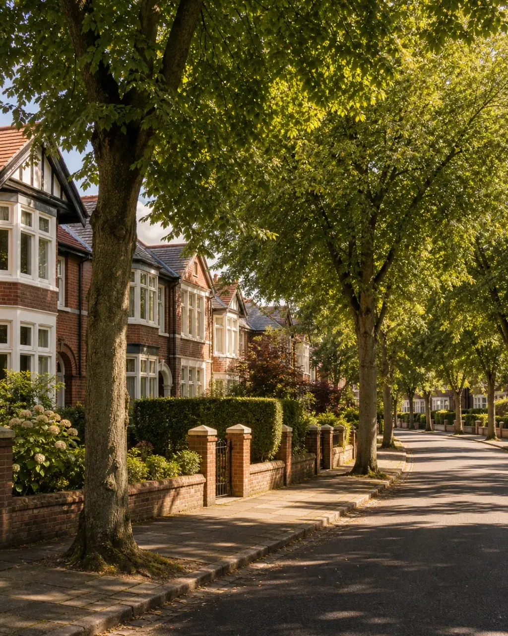 A leafy, tree-lined Didsbury street of red-brick period houses